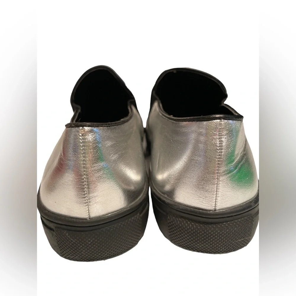 Versace 1969 RETRO silver metallic slide on sneakers size 37 (US7) black bottom